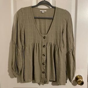 American Eagle Green Babydoll Long Sleeve